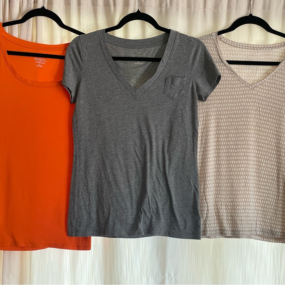 Bundle 3 women’s v-neck, scoop neck, t-shirts tops, size medium